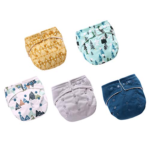 Walaka Couche Lavable Bébé-Pack couches lavables qualité supérieure - 5 couches unisexe taille unique ajustable nouveau né à 3M-3 Ans (A) Cover