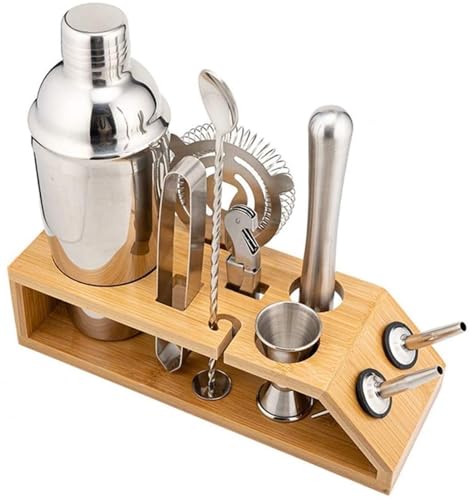 Kit de Bartender con 9 piezas y soporte de acero inoxidable miniatura 1