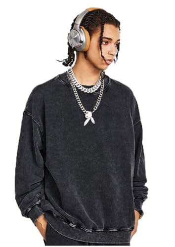 Mi Bo Tong Vintage Oversized Crewneck Sweatshirt for Men Trendy Streetwear Unisex Long Sleeves Acid Wash Tshirt4