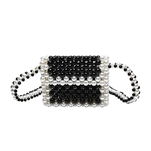 Women's Pearl Bag Crystal Pearl Black Bag Hand Woven Beaded Bag Retro Handheld Shoulder Crossbody for Wedding Party Bridal Party Gifts