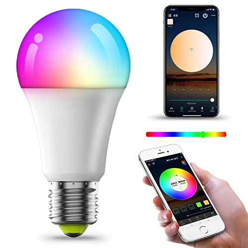 Smart Bulb E27 10 W, 1000 lm/16 m einstellbares Licht, intelligente LED-Lampe, E27 RGB + einstellbare Helligkeit 2700-6500 K, kompatibel mit Alexa (Echo und Echo Dot) und Google Home (1 Stück) Cover