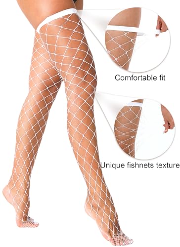 Image of VOAKOW 2 Pairs Thigh High Fishnet Stockings Sparkly Fishnet Tights for Women, Rhinestone Fishnets Stockings
