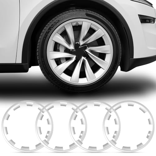Abystar Wheel Rim Protector for Tesla Model Y Juniper 20” Helix Wheels, 4PCS ABS Anti-Curb Scratch Guard, Silver Rim Edge Trim, No-Drill Snap-On Installation, for Model Y 2026 Accessories