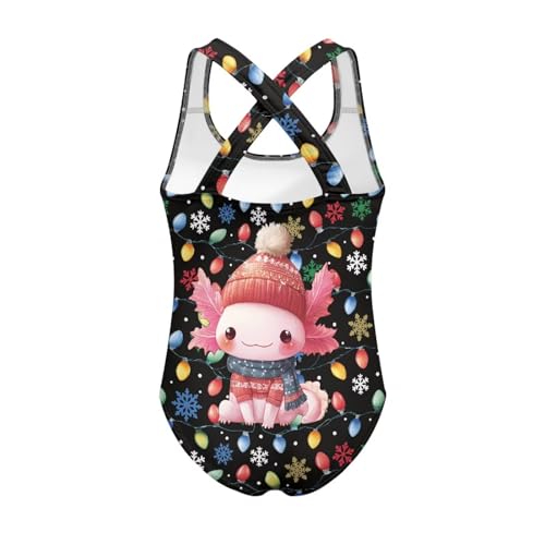 Image of Girls One Piece Swimsuits Summer Quick Dry Crewneck Beach Bathing Suit Cross Shoulder Strap Swimwear 5-14 Years