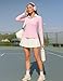 MathCat Womens Golf Shirts, Long Sleeve Polo Shirts Collared V Neck Tennis Shirts Breathable Athletic Tops Light Pink