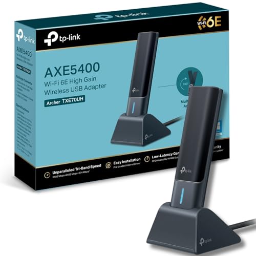 Dongle WiFi pour PC TP-Link Archer TXE70UH clé WiFi 6E AXE5400 USB 3.0 MU-MIMO couverture plus