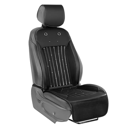 Paffenery 2025 Upgraded Cooling Car Seat Cover Front Seat, 12V-24V Ventilated Cooling Car Seat Cushion, Cooled Seat Cover for Car SUV Truck Universal Fit, Fashion Black