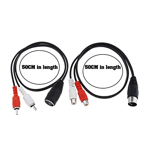 EMSea 2Pcs DIN 5 Pin to 2 RCA Cable Replacement 5-pin Din Male Female Plug to 2 RCA Male Female Connectors Cable Accessories for Speaker Hi-Fi Equipment Stereo System - Image 4