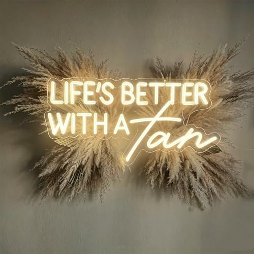 Image of Life Is Better With A Tan Led Dimmable Neon Sign for Home Bathroom Spa Beauty Cosmetic Salon Wall Decor,Spa Day Gifts for Women,Spa Products Aesthetic Center Salon Door Decorative