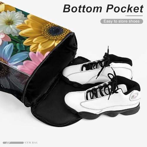 Flowers As Background Drawstring Backpack, Dry Wet Separate Gym Bag Unisex Sports Drawstring Bag for Work, Fitness4