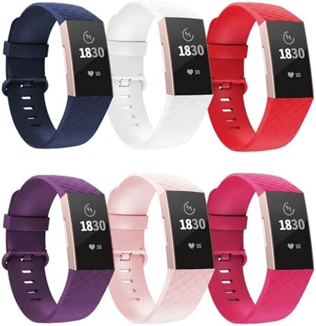 Watch Band Compatible for Fitbit Charge 3/4/SE Smart Watch, Soft Accessory Sport Band Replcement Buckle Wristband Strap for Fitbit Charge3 SE Fitness Activity Tracker, Small Large Women Men