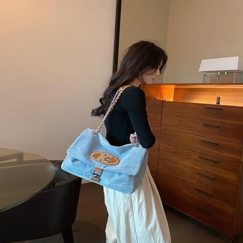 Bolso Tote para mujer en tela denim con cadena miniatura 4