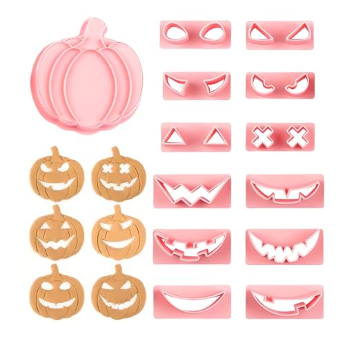 Moldes de Galletas Halloween, Halloween Cortapastas para Galletas, Cortapastas para Galletas de Plástico 3D, Calabaza Formas con Diferentes Expresiones para Halloween Decoración Fiesta