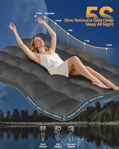 Image of Queen Mattress Topper, Extra Thick Mattress Pad Cover for Deep Sleep,3D+7D Snow Down Alternative Fill Overfilled Plush Pillow Top Mattress with 8-23 Inch Deep Pocket-Grey