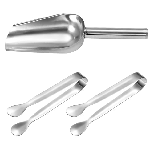 3 Stück Candybar Zubehör Set, Zangen Candybar, Edelstahl Candybar Zangen 2 Zuckerzange und 1 Eisschaufel, Silber Candy Bar Zubehör für Candy Hochzeit Geburtstage Party Büfett Grill