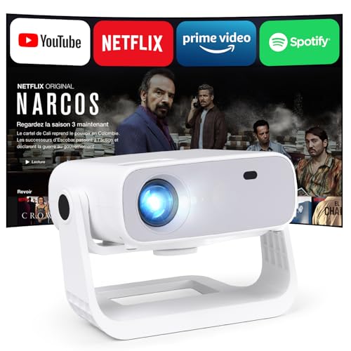 Wielio 2025 New Smart Projector Built in Apps, Android 11, Native 1080P 4K Supported, WiFi 6, Bluetooth 5.2, 680 ANSI, Low Fan Noise (<30dB), Home Cinema Projector for iOS, Android, PS5