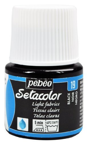 Pebeo Setacolor Fabric Paint 45ml Bottles | Light Fabrics Colour Range | NEW (Lacquer Black)