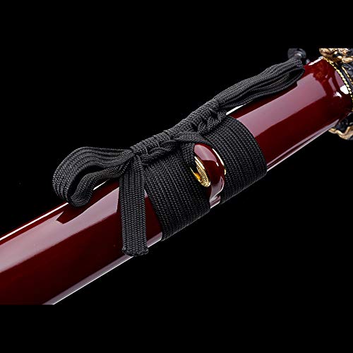 fengze Handmade Samurai Sword, 40 Inch Damascus Steel Ultra Sharp Fully Hand Forged Katana Sword for Real Battle, Full Tang, Clay Tempered (Specter)