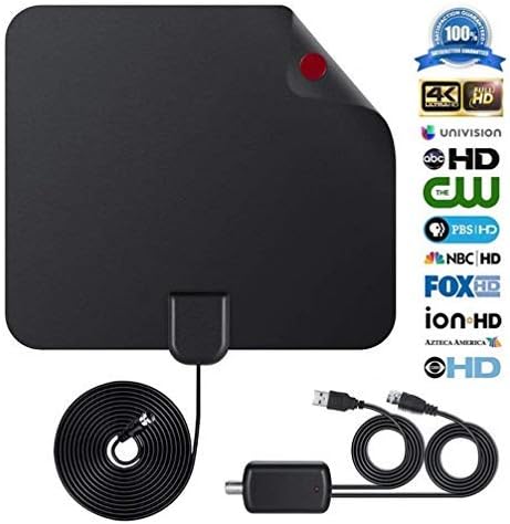 Digital TV Antenna Indoor 4K DVB - T Aerial 2019 Upgraded Version 1080P HD 50+ Miles USB Powered Amplified Antenna for All Types of Home Smart Television - Never Pay Fees (black)