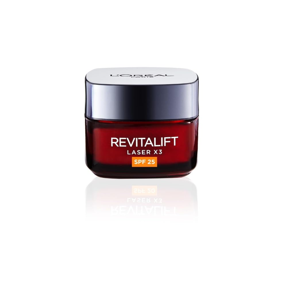 L’Oréal Paris Revitalift Laser Triple Action Anti-Ageing SPF 25 Cream, Smooth Wrinkles, Firm and Radiant Skin, Pro-Retinol, Hyaluronic Acid and Vitamin C, 50ml
