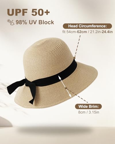 Sombrero de paja para mujer XL beis ala ancha verano miniatura 2