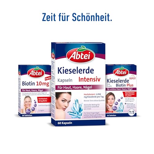 Abtei Kieselerde Intensiv Kapseln, 60 Stück, feste Nägel, schöne Haare, gesunde Haut und festes Bindegewebe, 1-er Pack (1 x 60 St.)
