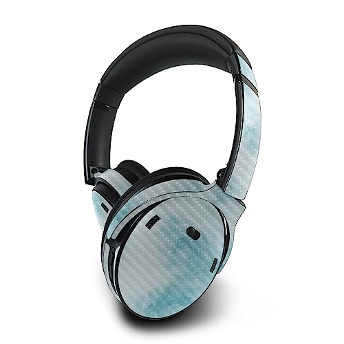 Image of MightySkins Carbon Fiber Skin Compatible with Bose QuietComfort 45 Headphones Blue Marble | Protective, Durable Textured Carbon Fiber Finish | Easy to Apply | Made in The USA
