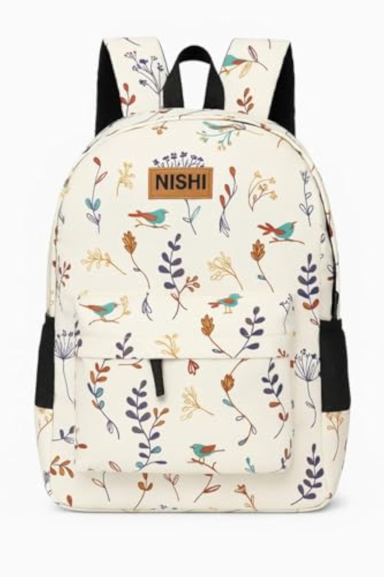 Floral Bird Print Casual Daypack Backpack