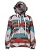 COWOKA Women's Aztec Print Pattern Western Ethnic Half Zip Long Sleeve Pullover Hoodie Sweatshirt Red S