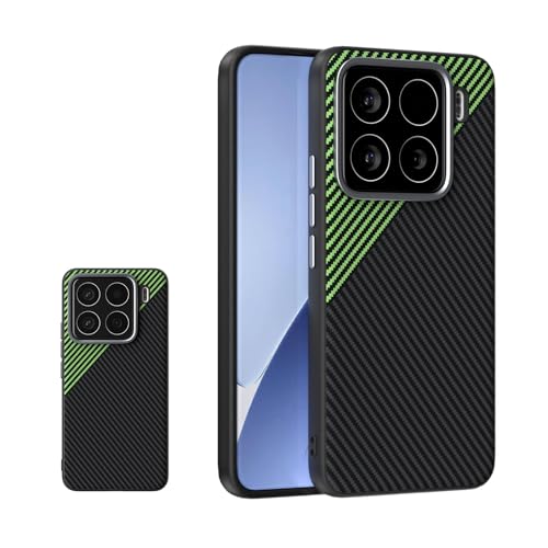 Étui pour Xiaomi 15 en TPU vert coque de protection effet fibre de carbone