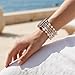 Greaciary Pearl Bracelet Compatible with 40mm Apple Watch band 38mm Series 6 5 Women,Fashion Handmade Elastic Stretch Cute Beaded Strap Replacement (Pearl Gold, 42mm/44mm Medium)