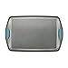 Rachael Ray Bakeware Nonstick Cookie Pan Set, 3-Piece, Gray with Agave Blue Grips