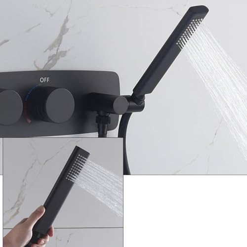 Ensemble de douche gris pistolet mitigeur anti-calcaire à levier unique pour baignoire cascade - 6
