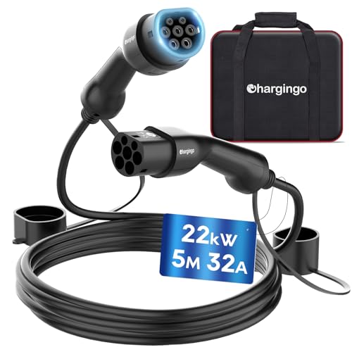 Chargingo Tipo 2 cavo di ricarica 22 kW 5M 32A 3 fasi, ricarica rapida tipo 2 a tipo 2 per E Auto EV/PHEV, Mode 3 cavo di ricarica compatibile con modello S/3/X/Y, i3, ID.3, ID.4, E-Tron, IONIQ 5, ZOE