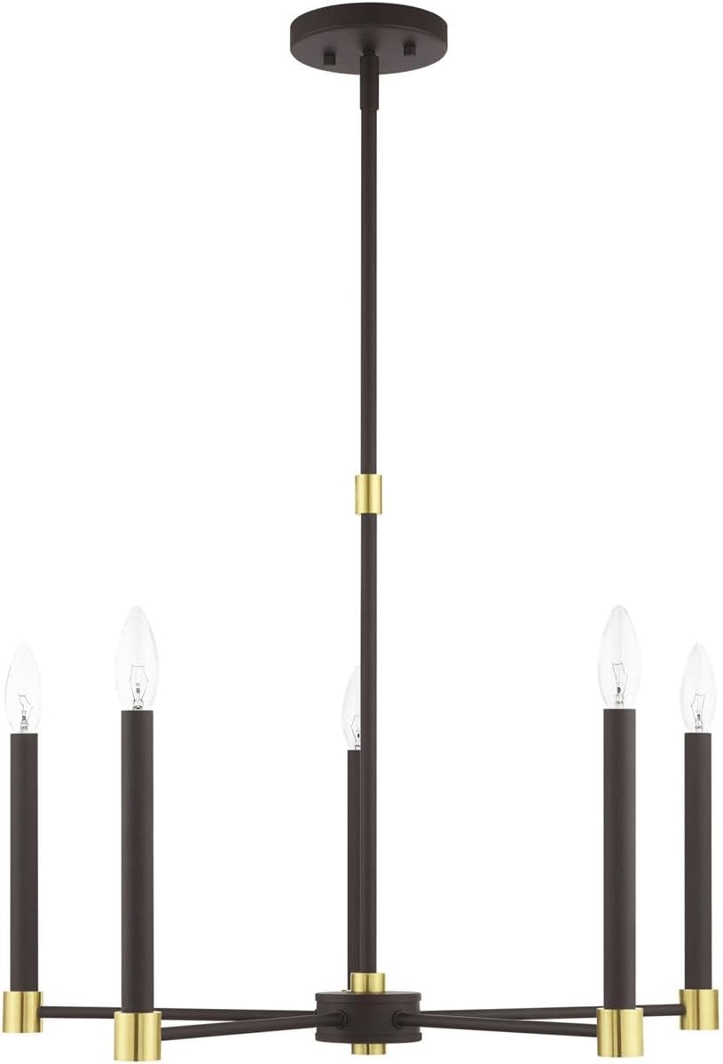 Livex Lighting 46885-07 5 Light Bronze W/Satin Brass Accents Chandelier