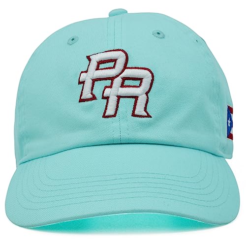 Puerto Rico PR Flag Hat Dad Embroidered Cap Baseball Curved Unstructured Bill (Aqua)