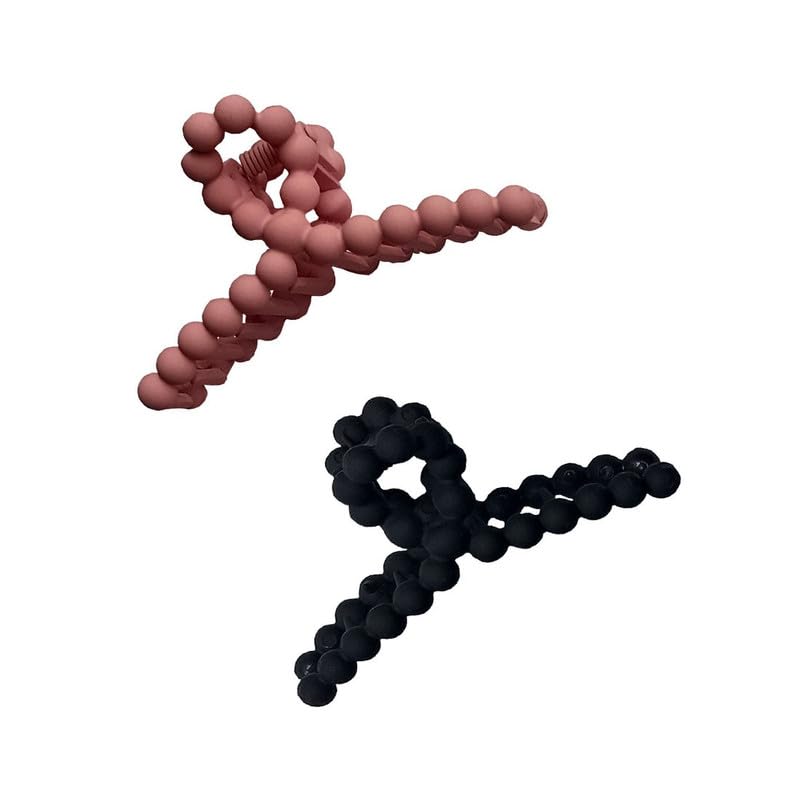 DENICRAAS Matte Hair Claws for Women, Small Bubble T Shape Hair Claw Clips for Thick Hair, Hair Clip, Big Hollow Hair Clamp, Hair Accessories Random colour (Pack Of 2)
