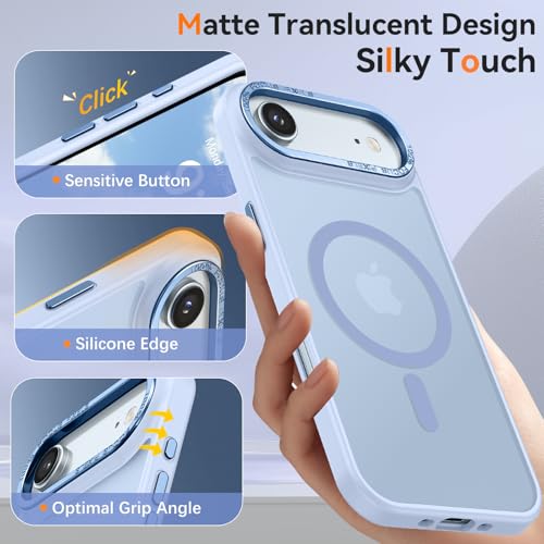 Image of YINLAI for iPhone Air Case 6.5-inch,Magnetic Compatible with MagSafe, Slim Matte Anti-Fingerprint, Shockproof Full Body Military Grade Protection for iPhone Air Cover, Light Blue