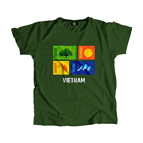 T-shirt Vietnam Seasons unisexe vert olive vêtement coton col rond mi-saison