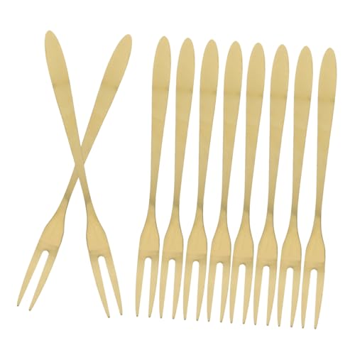 SMASOLO Forchette Per Frutta in Acciaio Inossidabile a Due Punte, Stuzzicadenti Riutilizzabili Per Feste, Set Da 10 Pezzi, Per Bar, Hotel e Feste Estive