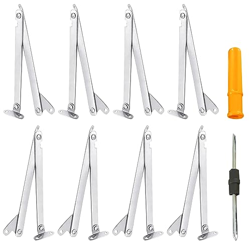 NINGYER 8 Pièces Charniere Porte Placard Pliante, Charnière de Support de Couvercle Pliable en Acier Inoxydable Avec Tournevis, Pour Table Pliante Murale,...