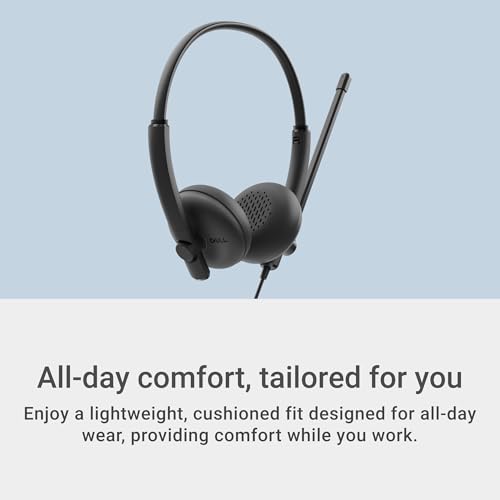 Image of Dell Wired Headset WH125, Boom Mic, Black | USB Type-A, Mac & Windows, Leatherette Cushions, 270 Rotational Mic, Computer Use