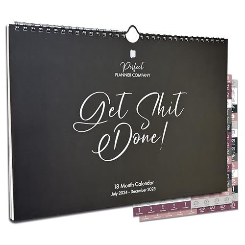 Wall Calendar 2024-2025. Month to View, July 24 to Dec 25 (18 Month) Family, Couples & Personal Calendar Organiser. 288 Sticker Pack. Compact A4 Landscape. By Perfect Planner Company.