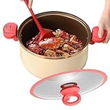 Tragbarer Schnellkochtopf, Nährstoff-Verriegelungstopf, 26 x 15 cm, Küchenherd mit Doppelgriff, Edelstahl-Bratentopf, Kochtopf mit gleichmäßiger, Küchenzubehör für Köche, Profis