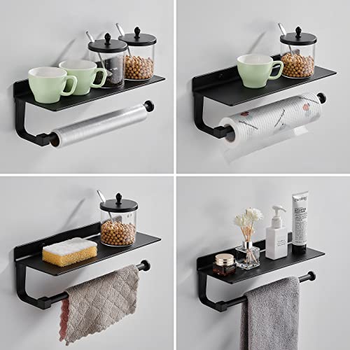 Black Paper Towel Holder Wall Mount, Hand Towel Holder Bathroom Paper Towel Holder With Shelf #TOP2