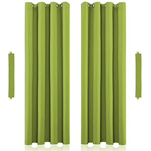 John Aird Eyelet Thermal Energy Saving Blackout Curtains Inc Tie Backs (Lime, 117cm Width x 137cm Drop (46"x 54")
