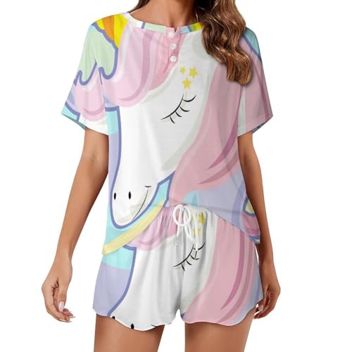Pyjama licorne femme anti-transpiration ensemble short léger été