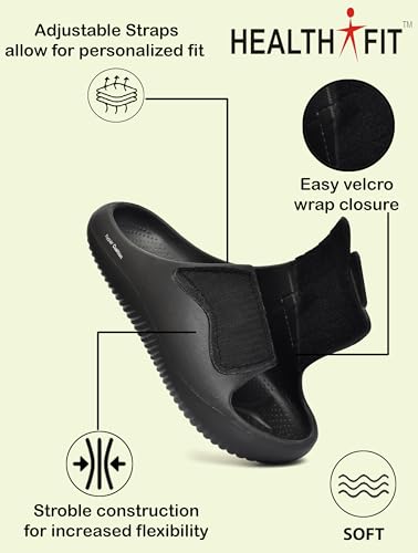 Image of HEALTH FIT Extra Soft Premium Classic Cushion Sliders /Slippers with Cushion FootBed for Adult & Comfortable Light Weight Anti-SkidWaterproof Stylish Flip Flops for Men's HF152