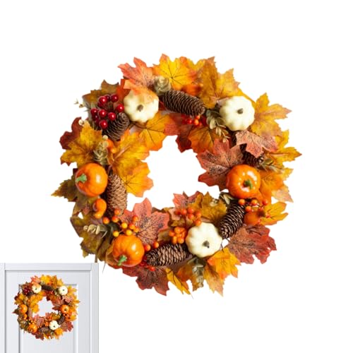 Corona otoñal | Corona de otoño para Puerta Exterior | Guirnalda Decorativa Interior para otoño, Halloween, Ventana, Chimenea, otoño, Halloween, Granja, decoración de