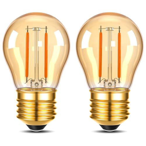Genixgreen E27 LED Edison Bulbs 2.5W Vintage Filament Edison Screw ES Bulb G45 Decorative Golf Ball Light Bulbs,25W-30W Incandescent Equivalent,2200K Warm White, Amber Glass,Non-dimmable,2 Pack